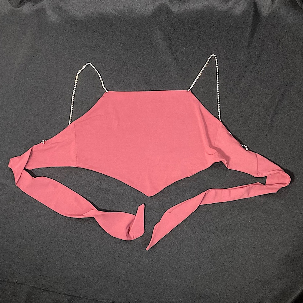 Forever 21 Pink Rhinestone Straps Crop Top Size Small - Picture 3 of 8